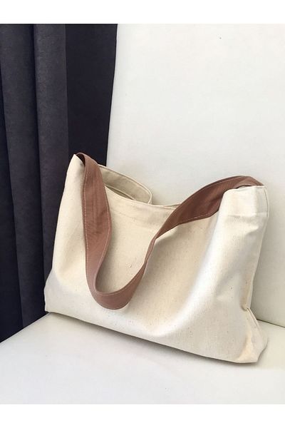 LUNAFEL Τσάντα ώμου Raw Linen Beige - Καφέ κολόνα