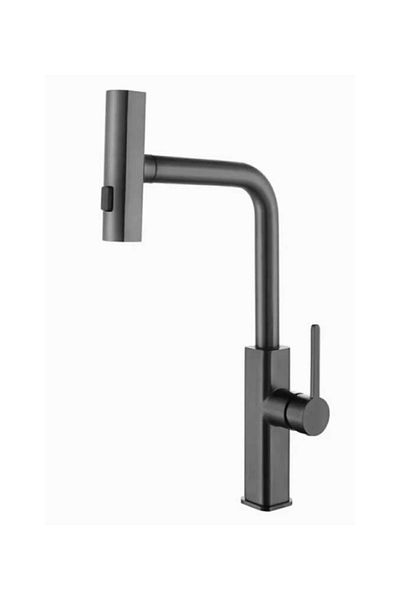 yediyapı Anthracite Spiral 4 Function Waterfall Sink Faucet