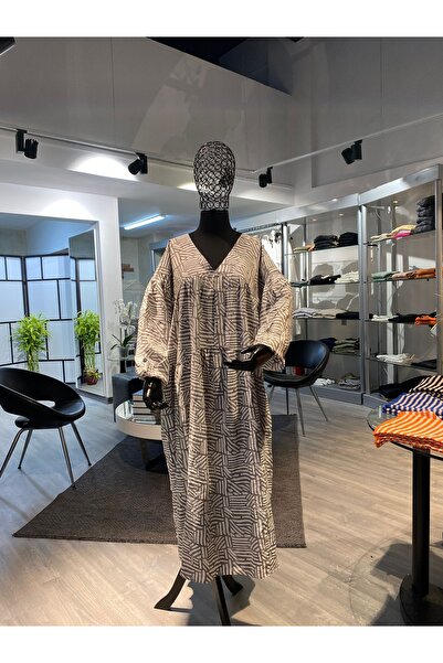 NATMORE Oversize Çizgili Modal Kumaş Elbise