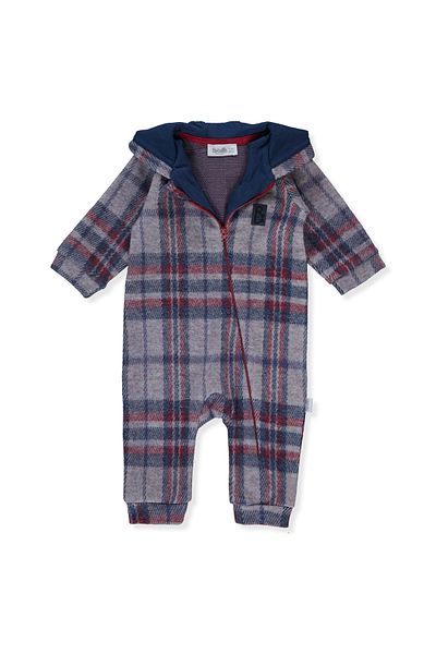 Bebetto Interloq Jacquard Hooded Zippered Jumpsuit Without Booties - Huge Bear Indigo K4458