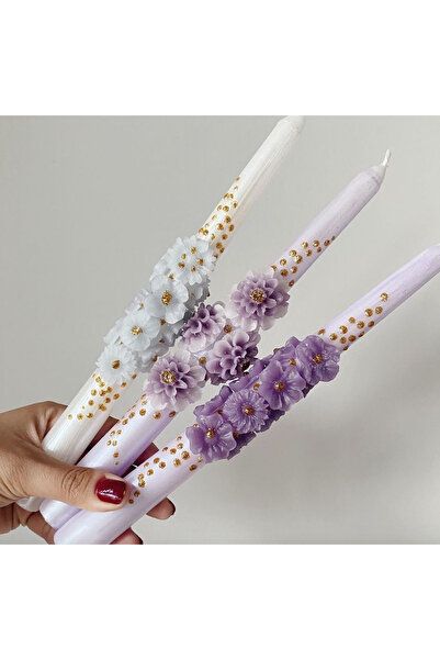 STUDIO SOI CANDLE&MORE 24 Fall El Yapımı kabartma çiçekli mum seti