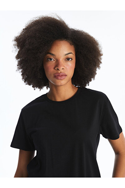 LC Waikiki XSIDE Νέο μαύρο γυναικείο μπλουζάκι με κοντό μανίκι με λαιμόκοψη