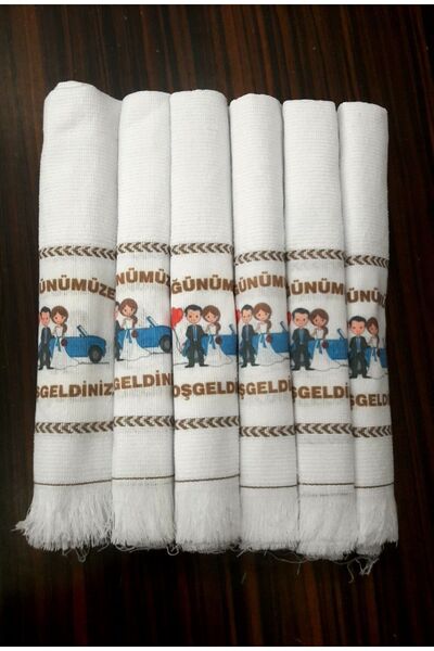 yörük tuhafiye Wedding Towel Car Towel, Convoy Towel 12 Pieces Packed Bride and Groom Model