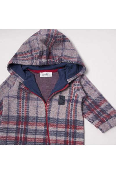 Bebetto Interloq Jacquard Hooded Zippered Jumpsuit Without Booties - Huge Bear Indigo K4458