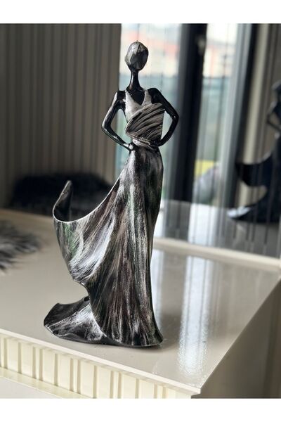 Genel Markalar Kadın heykeli şaraplık şişelik biblo hediyelik gömüş rengi