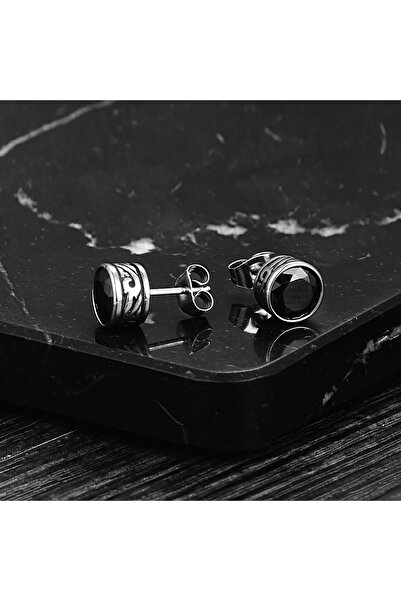 Viking حجر الزركون كبير الحجم - أقراط نموذجية من الفولاذ المقاوم للصدأ بنمط ق...