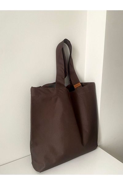 LUNAFEL Основна кафява платнена чанта Tote с голям размер, водоустойчива материя
