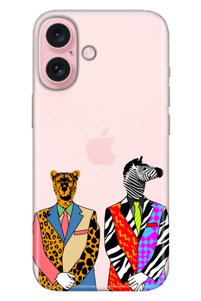 Cekuonline iPhone 16 Case Phone Case Iphone16 Printed Zebra Tiger Retro