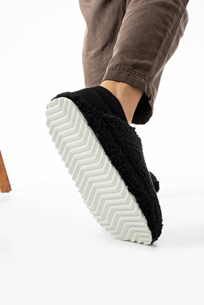 Moda Devrin Μαύρες παντόφλες - Home Boots, Terry Fabric και Home Shoes με ελαστική πλάτη