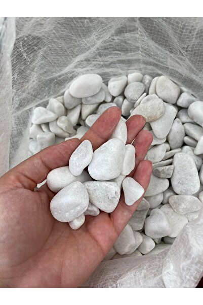 Smargat Beyaz Dolomit Taş 5 Kg 1-3 Cm Dere Çakıl Taşı Bahçe Peyzaj Süs Taşı S...