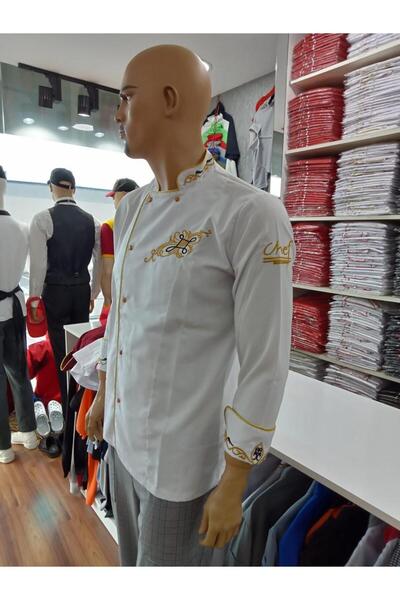 PERSONELİTY BEYAZ GOLD BİYELİ AŞÇI CEKETİ