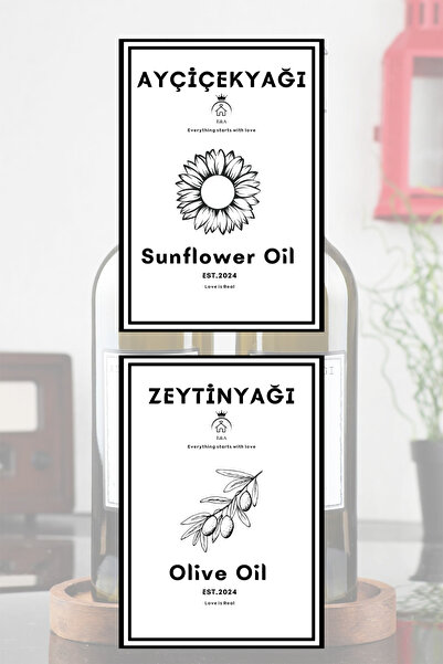 EA Home Concept Zeytinyağı ve Ayçiçek Yağı Etiketi 2 Adet Yağdanlık Etiketi 7...