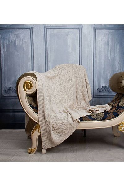 Brillant Home Ygt Home Brillant Beige Knitwear Tv Blanket with 10 Pompoms, Leg and Seat Shawl