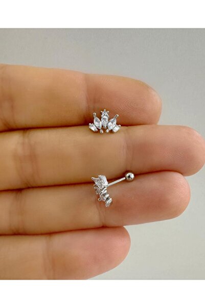 Arescollection ZİRKON TAŞLI 1 ADET TRAGUS HELİX KIKIRDAK CONCH UYUMLU PİERCİNG