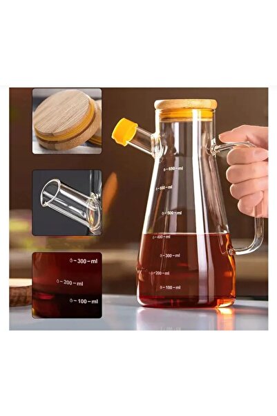 RUBY BOROSILICATE DRIP-PROOF BAMBOO LID OIL BOWL (900ML)