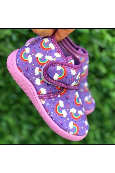 Pandalina Children's Slippers - Non-Slip Soft Sole and Velcro Nursery Home School Shoes
