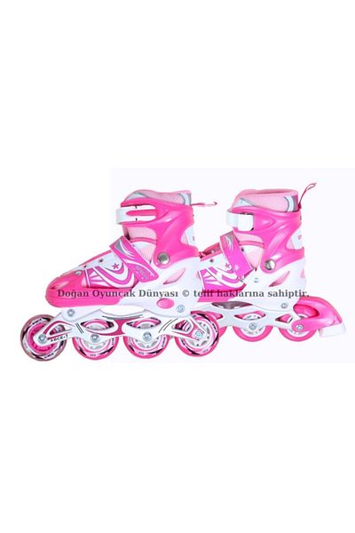 Karsan Toys Adjustable Pink Practice Skates with Lighted Metal Body