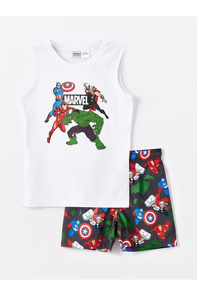 LC Waikiki Boy's Hulk Printed Crew Neck Tank and Swim Shorts