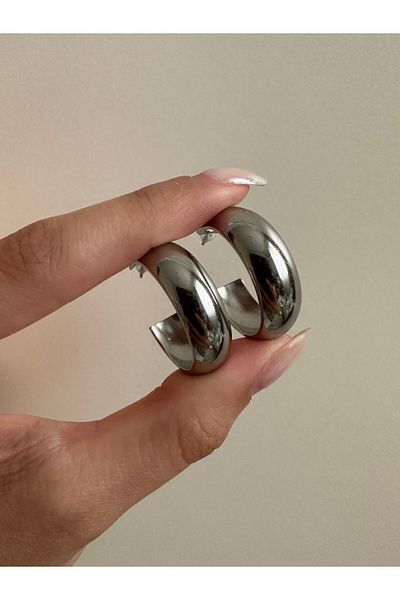 ringbox Silver Color Steel Tarnish Stainless Classic Women's Hoop Earrings