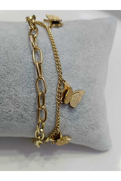 Çelik BUTTERFLY FIGURE CHAIN MODEL STEEL BRACELET