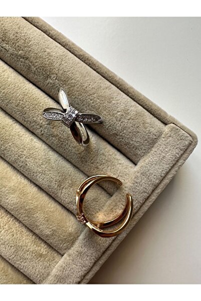 ringbox Gümüş Renk Kurdele Model Zirkon Taşlı Ayarlanabilir Yüzük