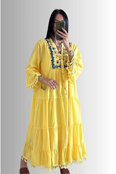 lovebox Shiny Tassel Style Embroidery Embroidered Relaxed Fit Dress - SMR-002