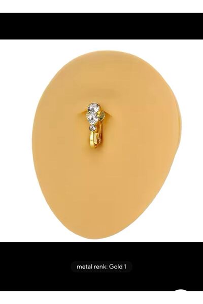 Arescollection DELİK GEREKTİRMEYEN ( DELİKSİZ) TAŞLI ZARİF SADE SALLANTISIZ KLİPSLİ FAKE GÖBEK PİERCİNGİ