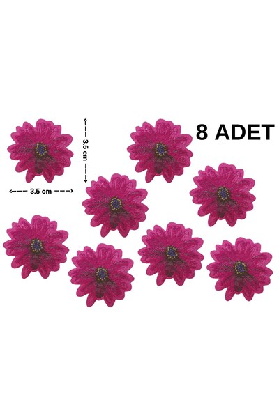 Megas Etiket Ütü Ile Yapışan Pembe Gerbera Çiçeği Set Dokuma Arma/yama