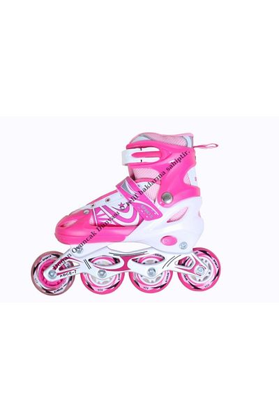 Karsan Toys Adjustable Pink Practice Skates with Lighted Metal Body