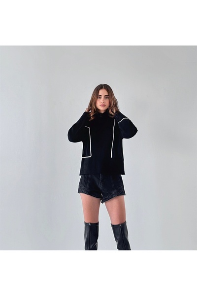 İLKCET MODA Vyšívaný oversize dámský svetr Süzene