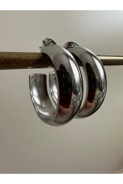 ringbox Silver Color Steel Tarnish Stainless Classic Women's Hoop Earrings