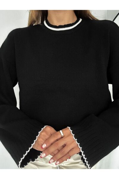 NATUFIAN STORE Pulover de damă cu mâneci brodate cu mâneci spaniole supradimensionate, pulover pentru femei