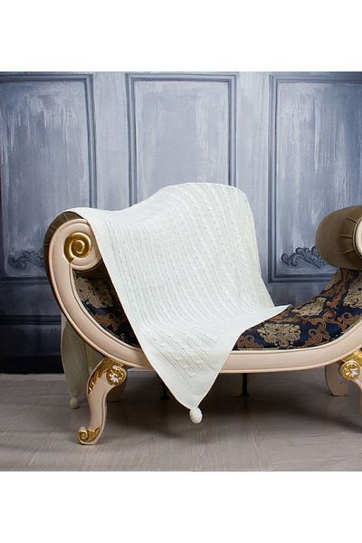Brillant Home Ygt Home Cream Knitwear Tv Blanket 8 Pompom - Leg and Armchair Shawl