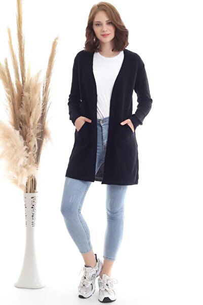 Devinka Dámský černý klokanní kapesní pletený svetr