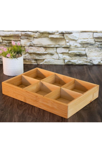 KRD Home Bambu Çay Kutusu 6lı Organizer