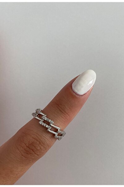 ringbox Gümüş Renkli Kadın Dörtgen Taşlı Yüzük