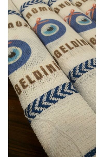 yörük tuhafiye Wedding Towel Car Towel Convoy Towel White Nzr (Pack of 12) Evil Eye 3