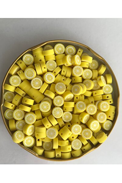 Bonanka 25 Adet - 1. Kalite Polimer Fimo Boncuk, Limon Model Polimer Kil Boncuk