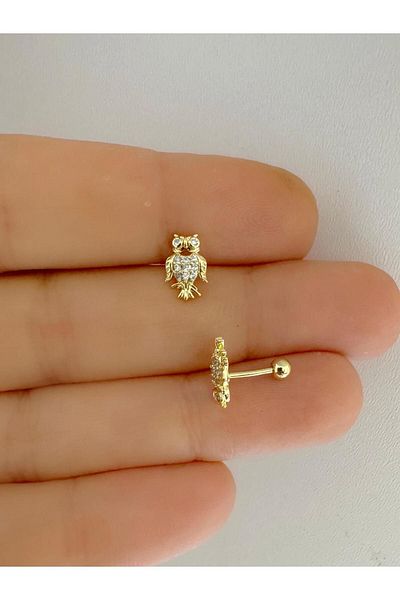 Arescollection Zircon Stone BayKus Tragus Helix Cartilage Thinning Piercing Earrings - 1 Piece