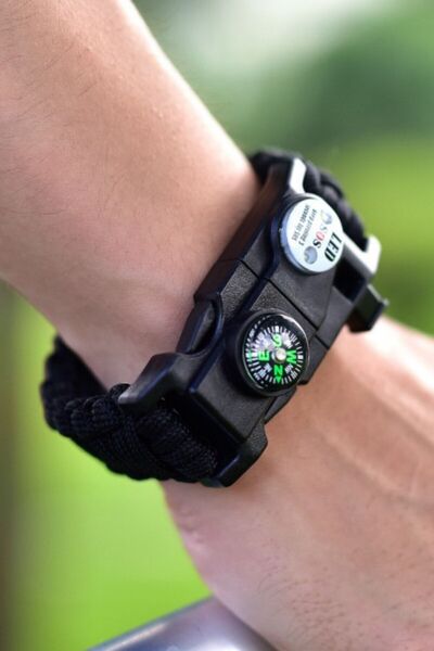 Lariss Paracord Survival 19 in 1 LED Işıklı Bileklik 🧭🔥💡