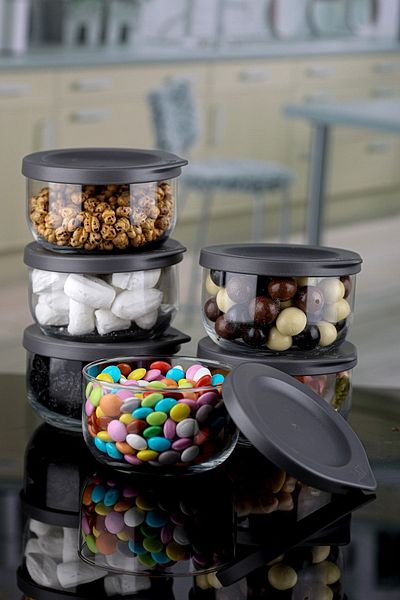 Karçiçeği Home Duo Leak Proof Lidded Labeled 380 Cc 6 Piece Storage Container Jar Set
