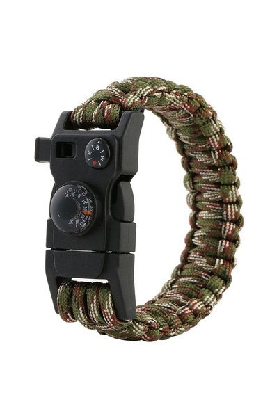 hediyecixx 12in1 Taktik Paracord Bileklik Su Geçirmez (pusula Derece Magnezyum Taş Düdük Taktik Metal Kesici