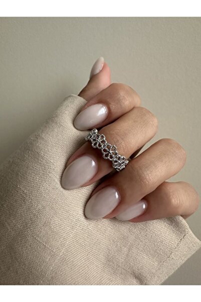 ringbox Gümüş Renkli Ayarlanabilir Tamtur Çiçek Yüzük