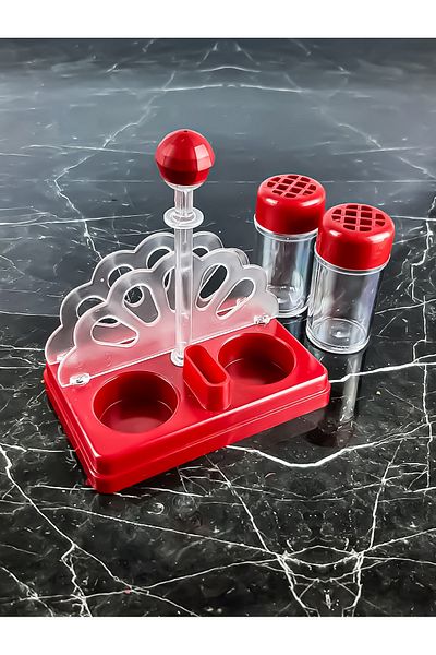 ESA STORE 2-Piece Red Colored Spice Jar Chili and Thyme Set - Napkin Holder and Toothpick Holder