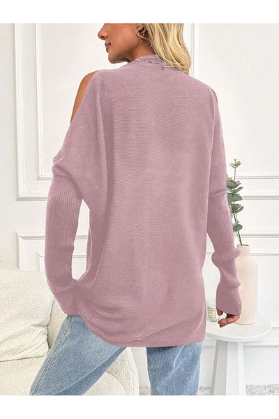 AQE FASHION Pulover de damă, pudră, cu umăr și fereastră