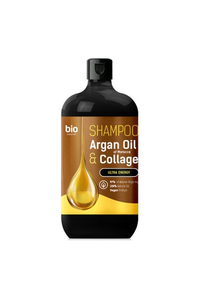 bio natural aroma Șampon Ultraenergetic 97% Organic cu Ulei de Argan din Maroc și Colagen 946 Ml.
