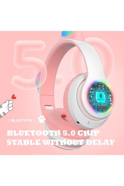 MOBAX Lila Bluetoothlu Işıklı Oyuncu Kulaklığı Eba Uzaktan Eğitim Çocuk Renkli Kulaklık 28