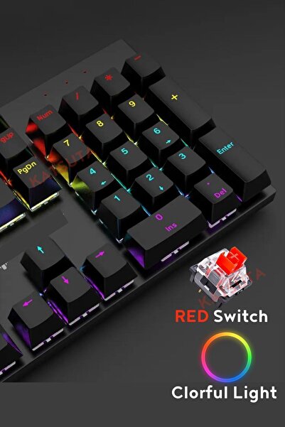 Katsuta Red Switch Mekanik Gaming Oyuncu Klavyesi Colorfull RGB Işıklı