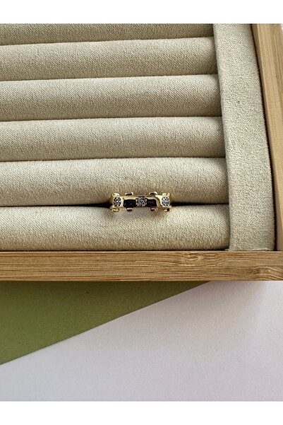 ringbox Çift Renkli Fuşya Detaylı Taşlı Yüzük