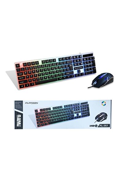 Platoon Pl-357 Usb Kablolu Işıklı Klavye Mouse Set